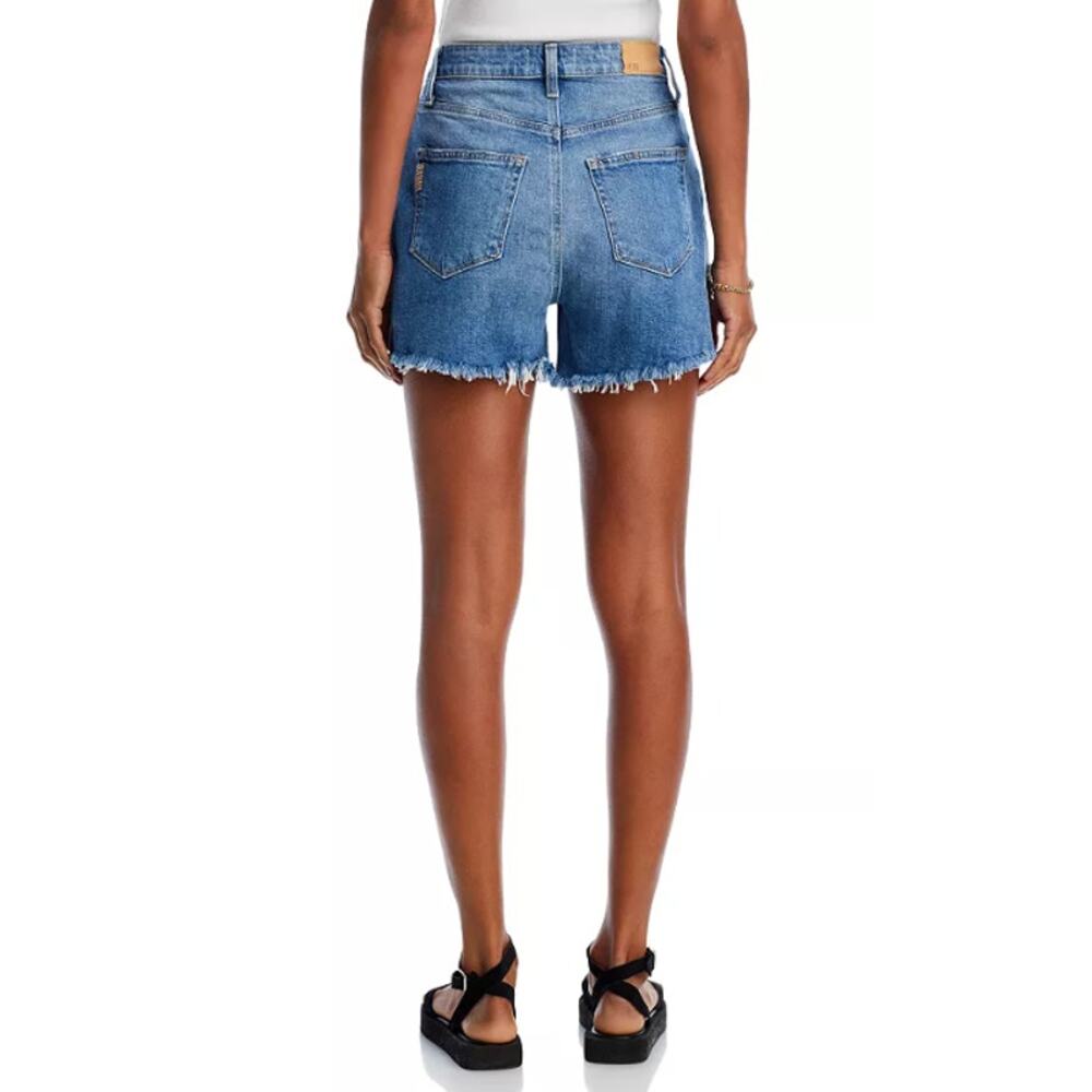PAIGE DENIM WOMENS SIZE 24 DANI HIGH-RISE A-LINE RAW HEM SHORT LEELA BLUE NEW - Picture 2 of 15